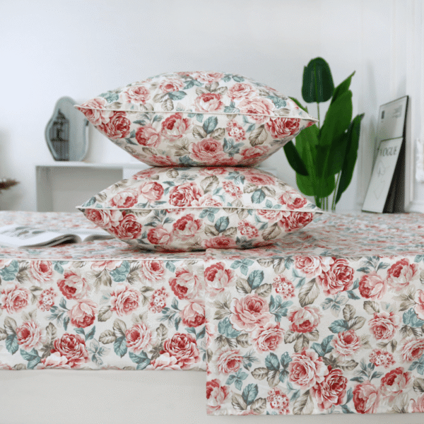 bedding sheet set vintage red rose