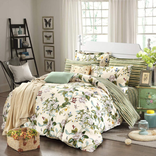duvet cover set white flower branches