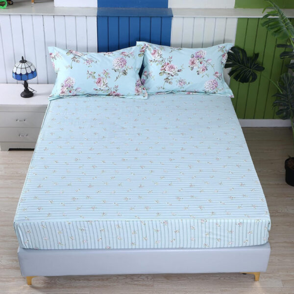 bedding sheet set blue floral