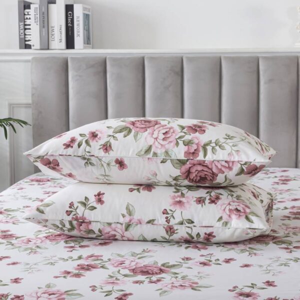 bedding sheet set brick red rose