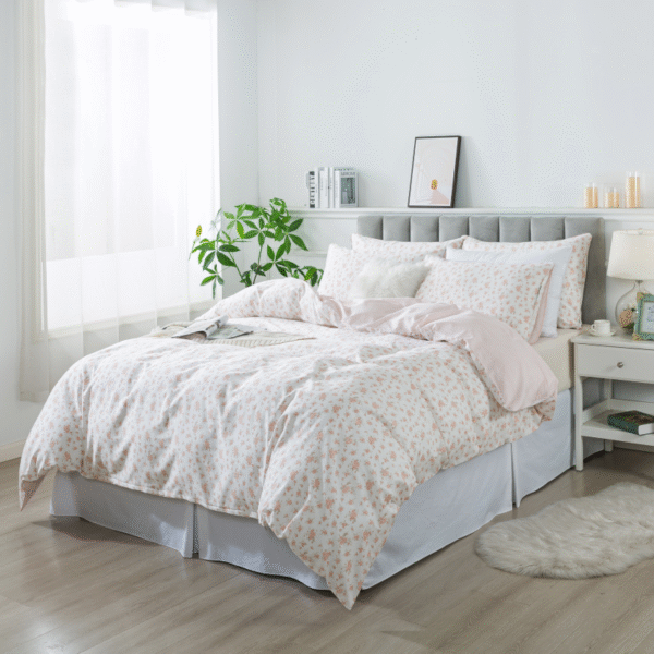 duvet cover set pink white flower