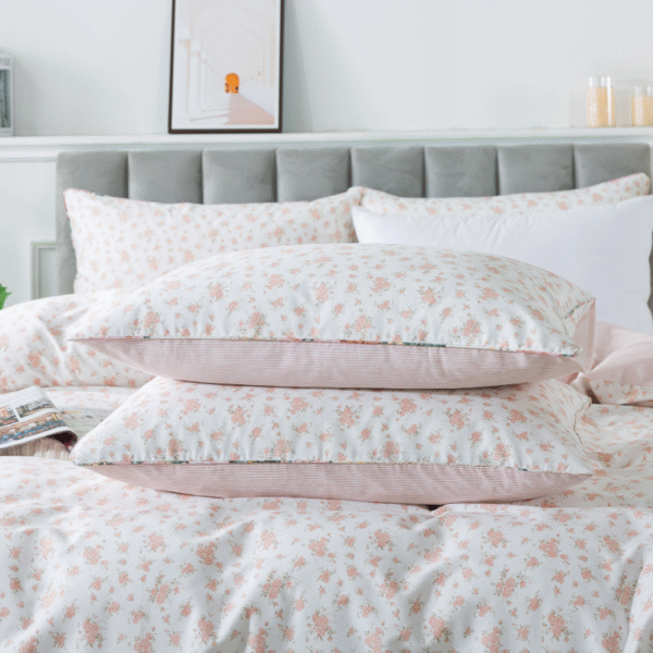 duvet cover set pink white flower